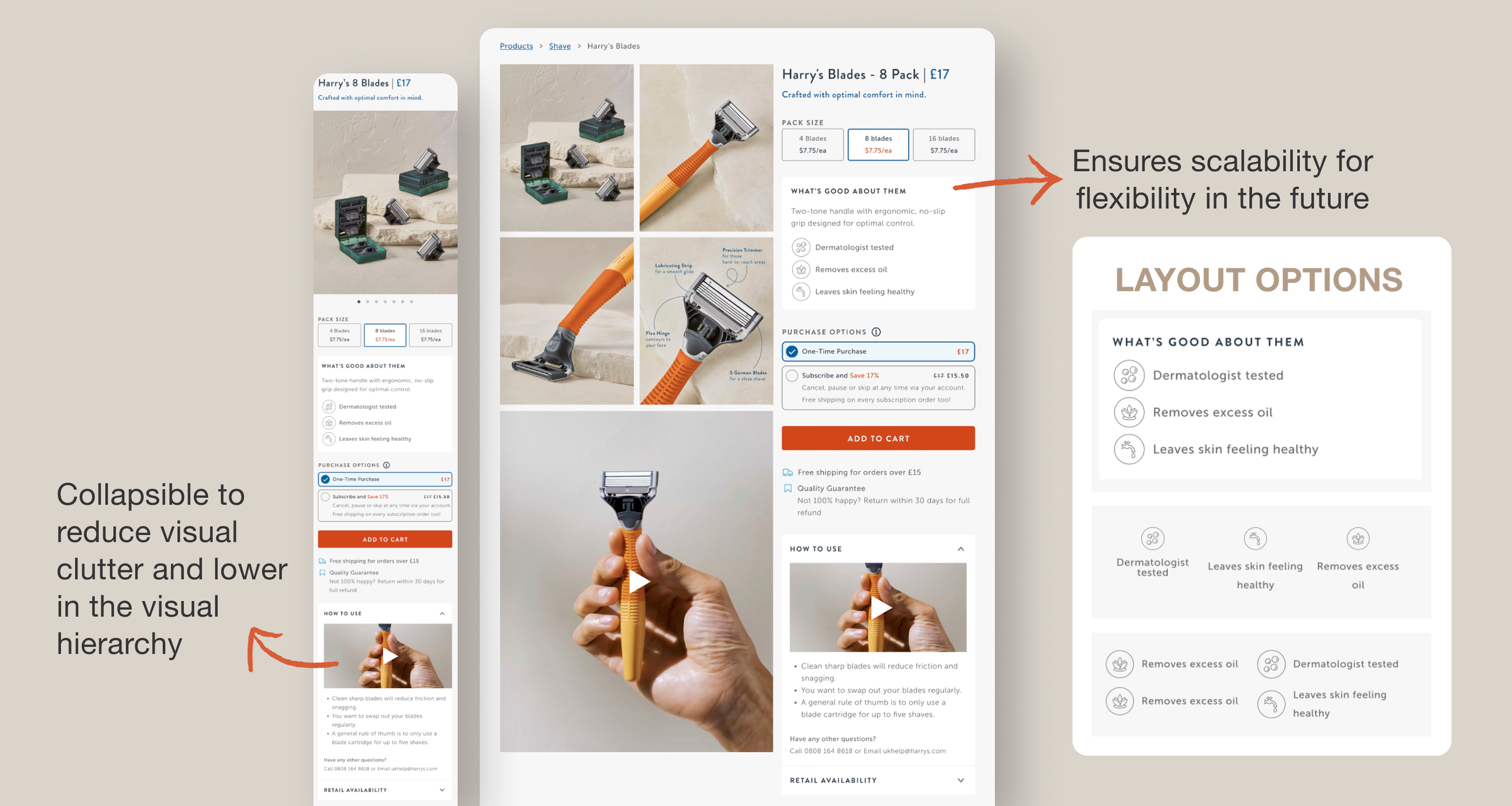 Annotated claims and product details layout