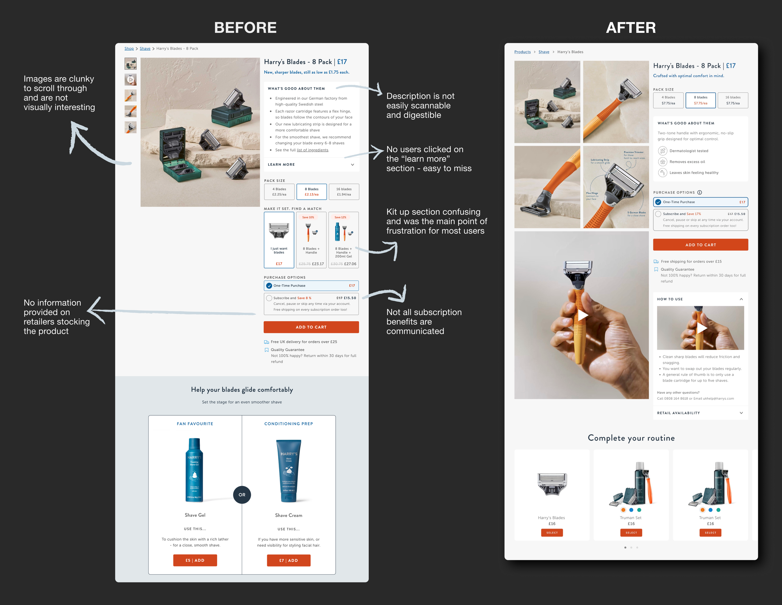 Final product display page designs for desktop and mobile