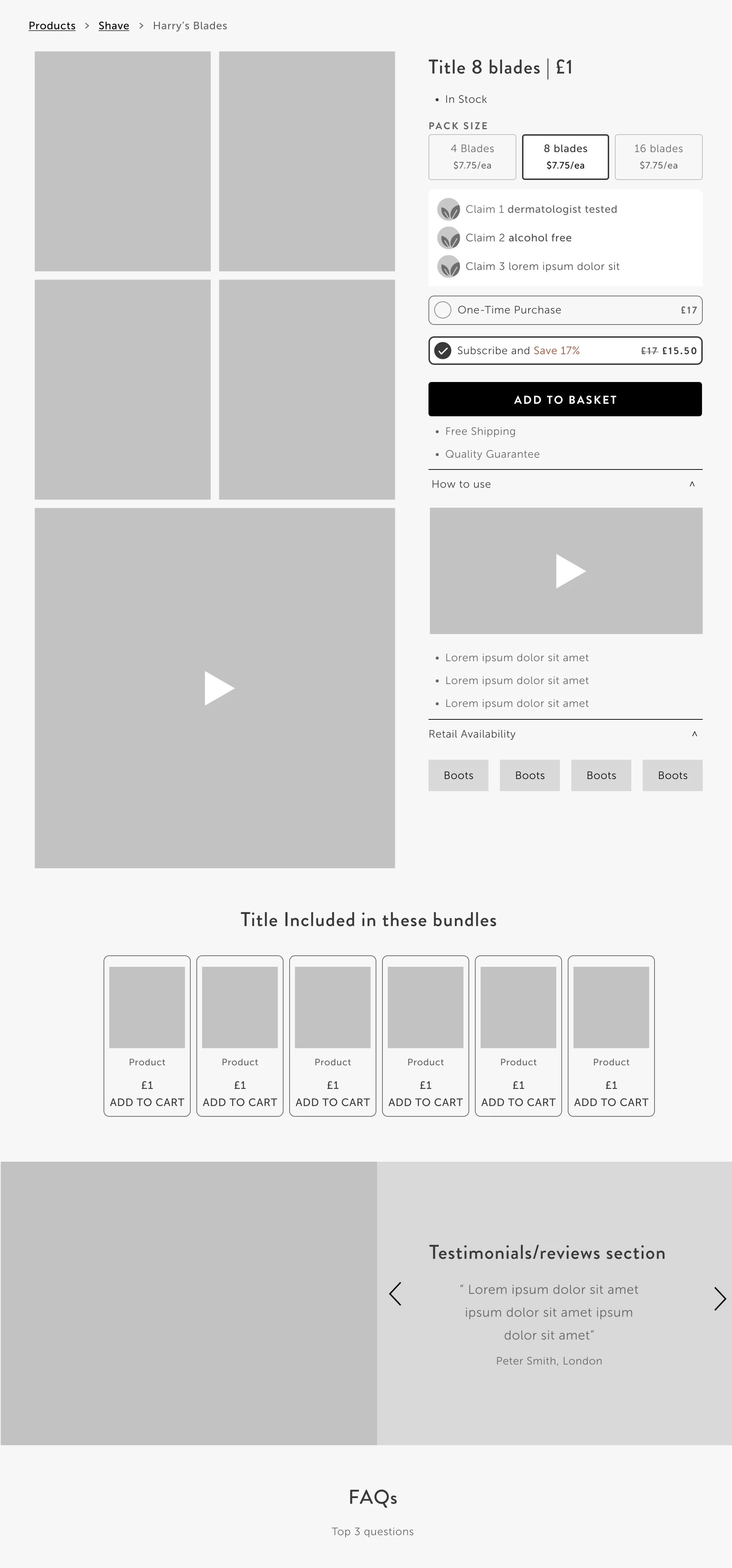 Desktop wireframes
